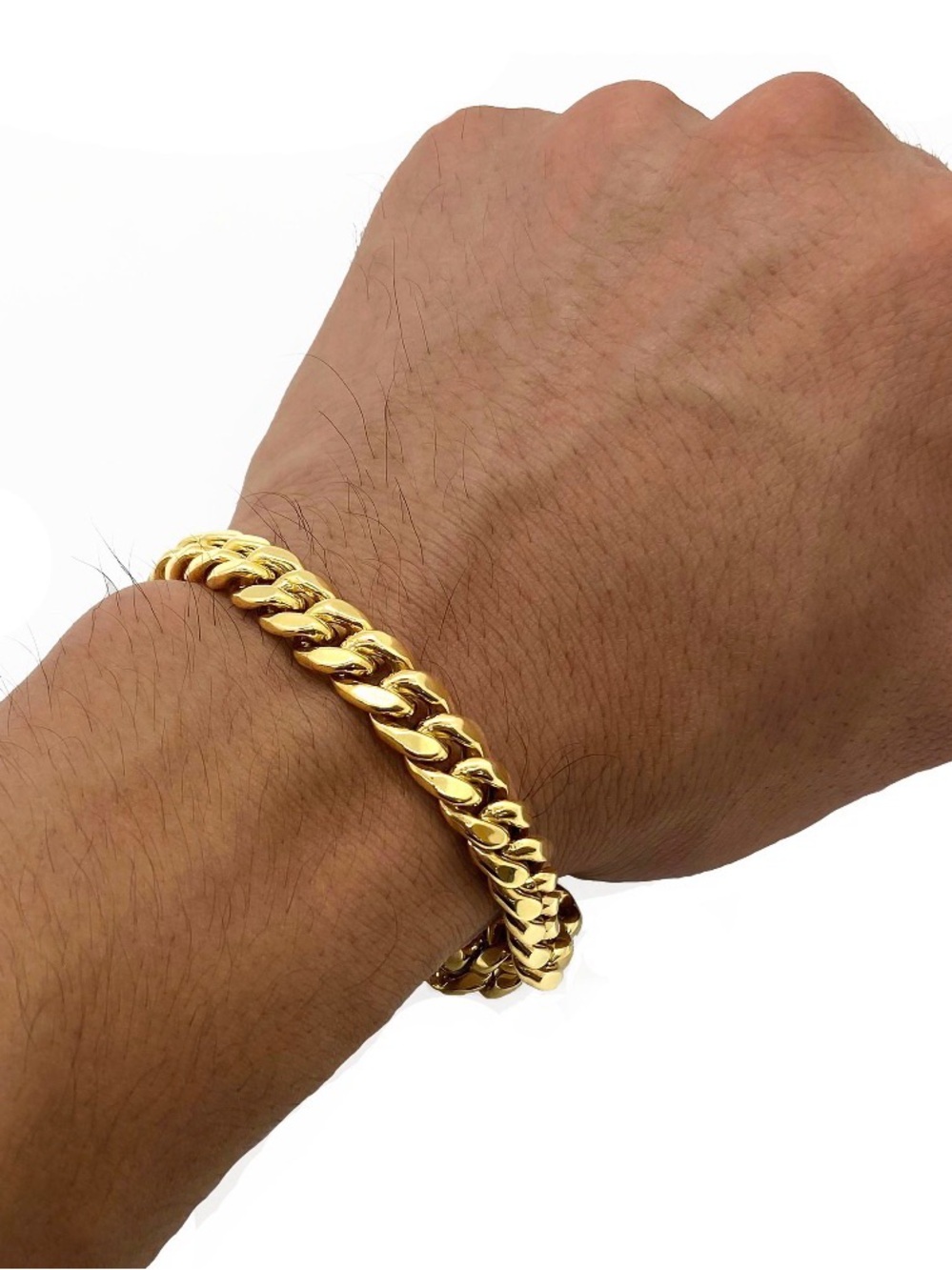 10kt gold Gold Men's Cuban Link Bracelet -9.1mm,8.5inch length, 22.2 gms